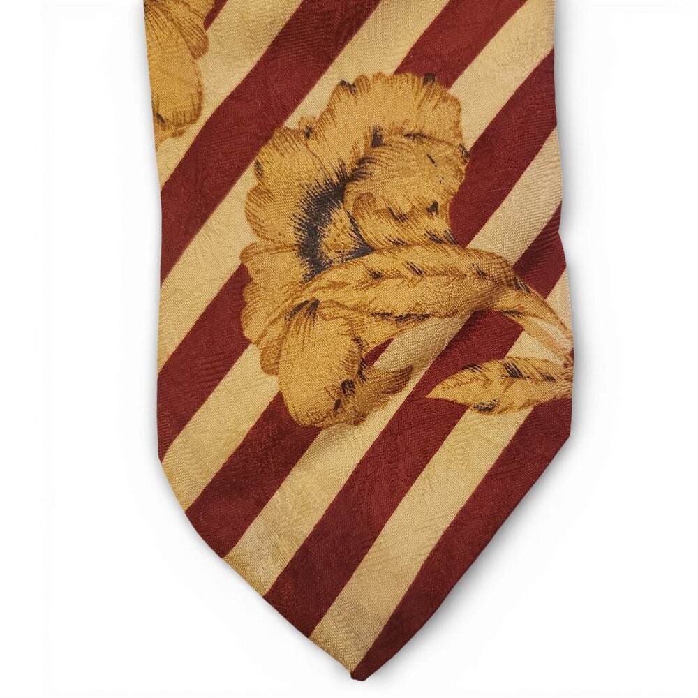 GALLIENI 1889 Striped/Floral Silk Necktie Italy